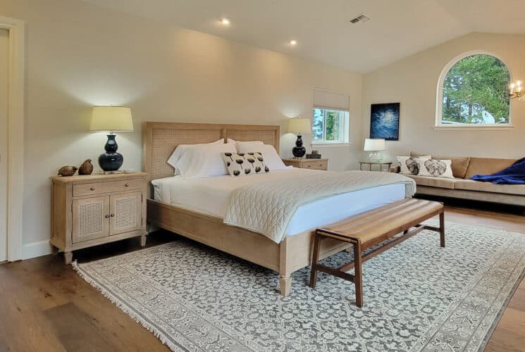Olympic View bedroom showing full room and bathroom